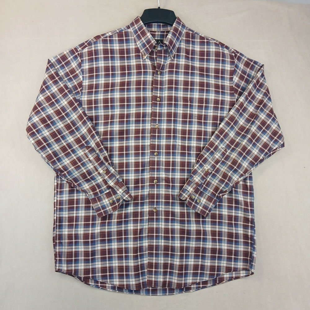 Jos A Bank Traveler Large Mens Shirt Button Down Long Sleeve Plaid 24x30 ** XL *